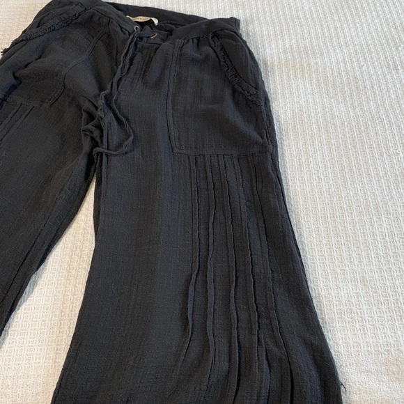 XCVI Wearables black cotton wide leg crop boho pants size small - Picture 7 of 13